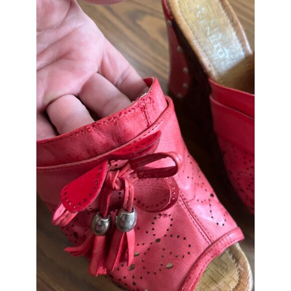 Via Veneto 15280-08 coral colored slip on peep toe wedge sandals size 10 - Picture 8 of 8